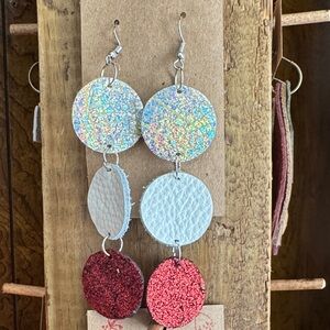 Silver and Red Dangle Earrings